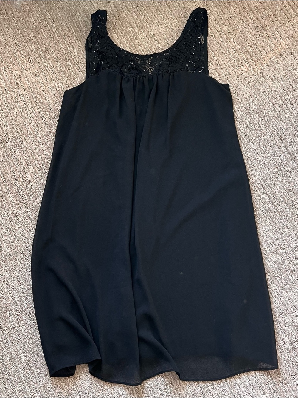 Black Lace-Trim Sleeveless Dress
